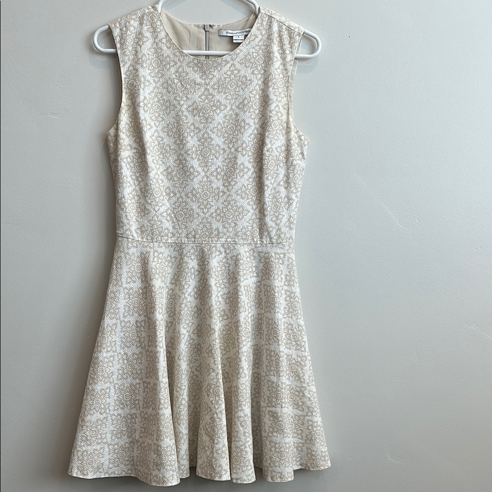 Diane Von Furstenberg Cream Sleeveless A-Line Mini Dress